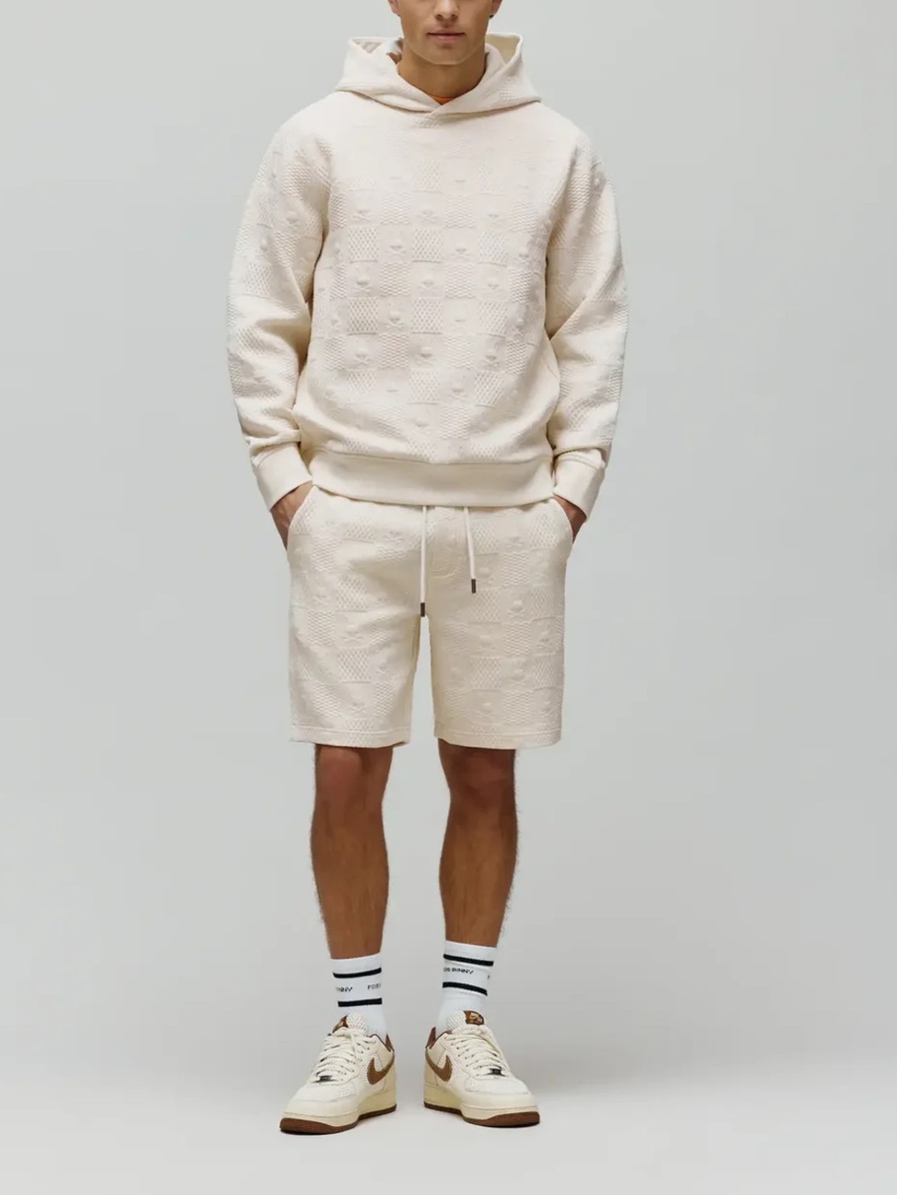 NEW! PSYCHO BUNNY DUSTIN Pristine Jacuard Men’s Hoodie SZ SM Skull Bunny White